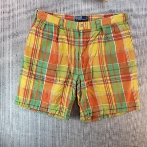 Polo Ralph Lauren Shorts Mens 36 Multicolor Madras Plaid Tyler Short Pleated